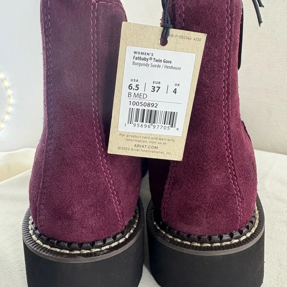 Ariat Womens FatBoy Suede Ankle Boots with Chicken Pattern NIB - Picture 6 of 9